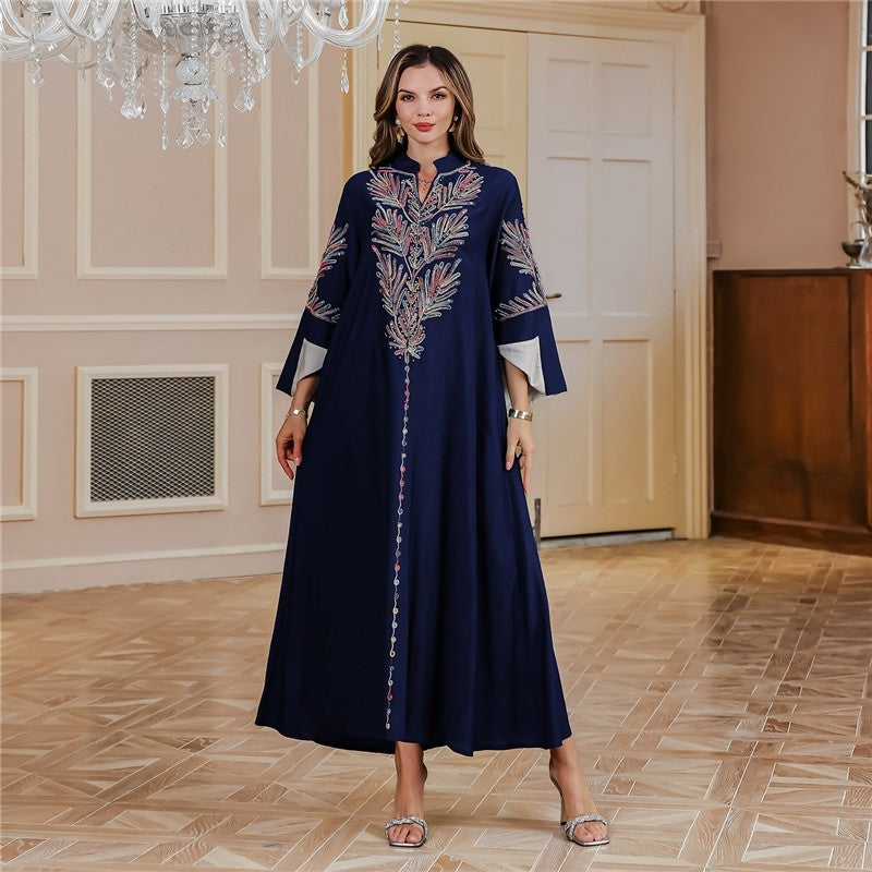 Embroidered Loose Tribal Muslim Abaya Dress