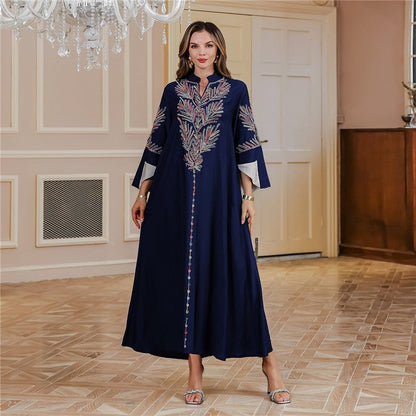 Embroidered Loose Tribal Muslim Abaya Dress