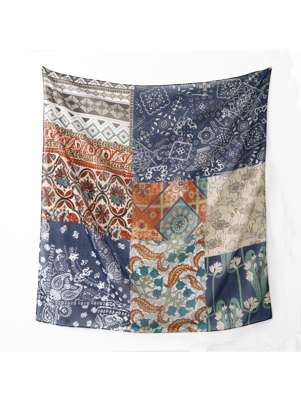 Scarvii - Ethnic Print Polyester Square Scarf Shawl