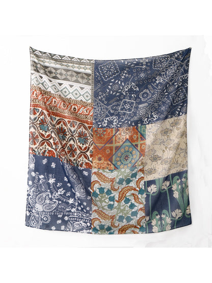 Scarvii - Ethnic Print Polyester Square Scarf Shawl