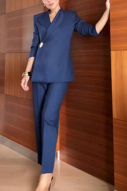 Exquisite and Fashionable Stand Lapel Neck Metal Button Long Sleeve Blazer