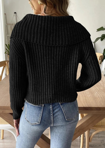 Short Beaded Lapel Sweater In Soft Knit