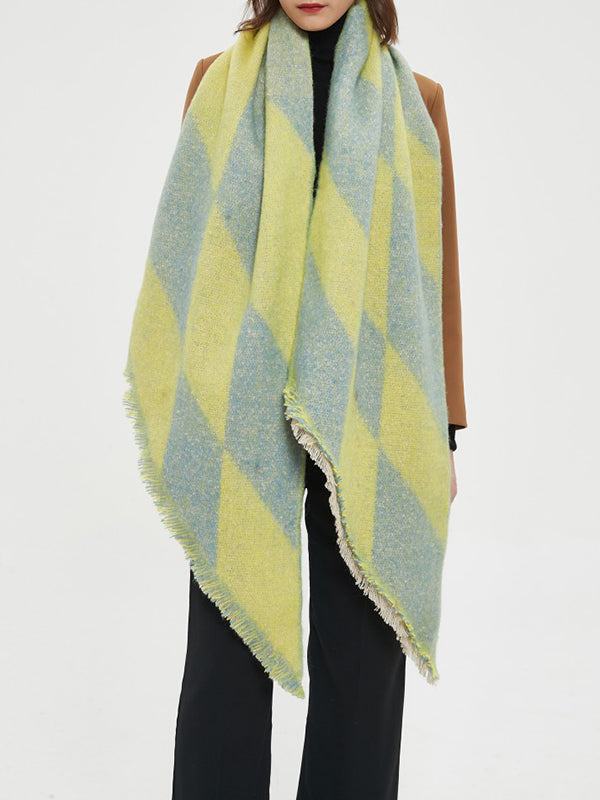 Fringed Keep Warm Plaid Shawl&Scarf
