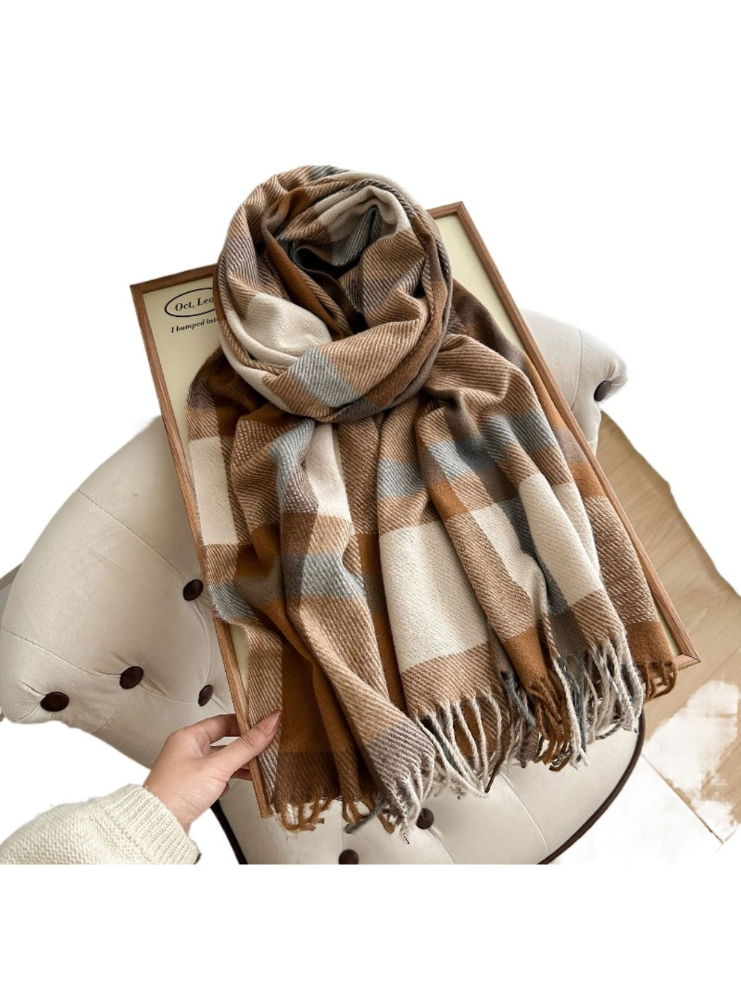 Scarvii - Colorblock Plaid Winter Scarf for Women