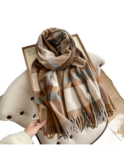 Scarvii - Colorblock Plaid Winter Scarf for Women