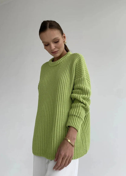 Round Neck Oversized Sweater Soft Fabric