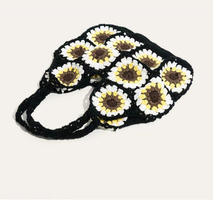 Crochet Granny Square Bag Sunflower Handbag