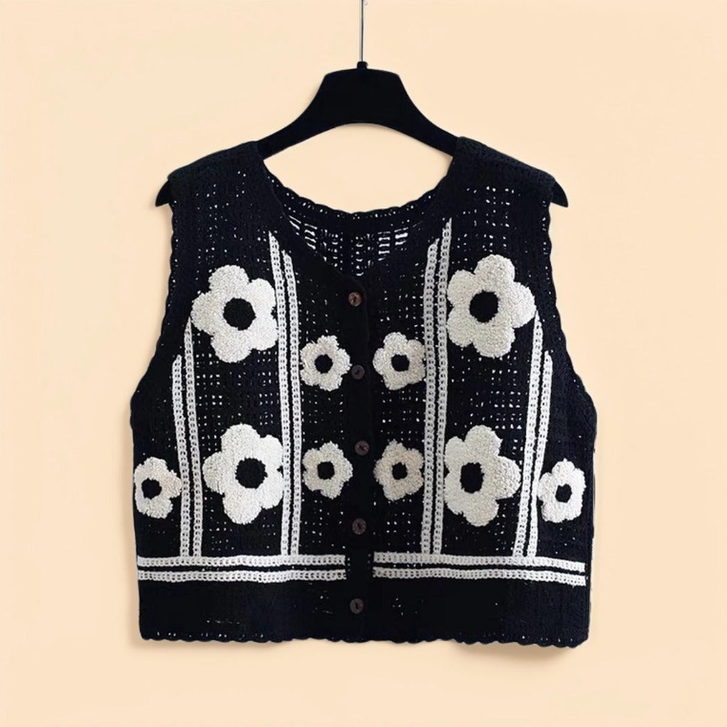 Crosa - Floral Crochet Knit Vest – Airy Summer Cover-Up