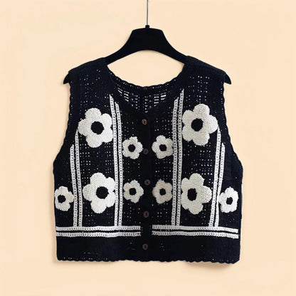 Crosa - Floral Crochet Knit Vest – Airy Summer Cover-Up
