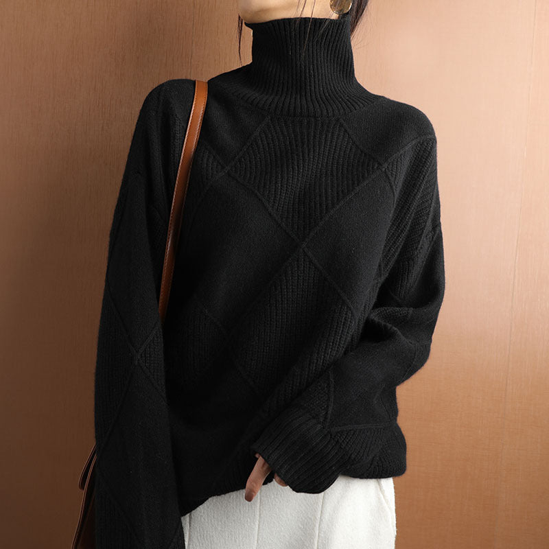Long Sleeves Keep Warm Loose High Neck Sweater