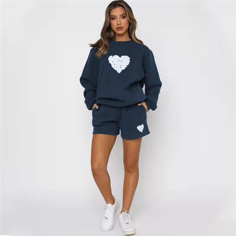 Casual Loose Round Neck Shorts Suit