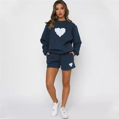 Casual Loose Round Neck Shorts Suit