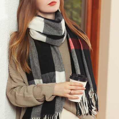 Plaid Printed Tassel Scarf