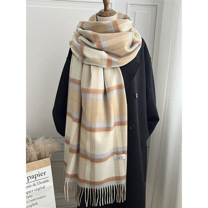Fashion Plaid Fringe Shawl Scarf