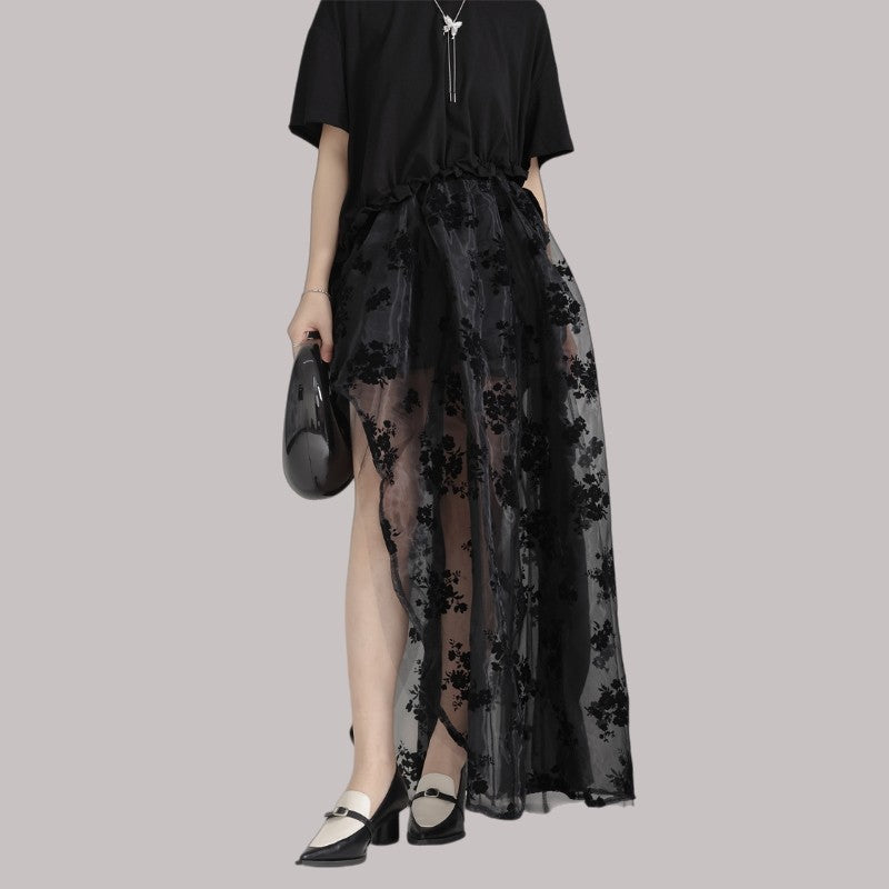 Lace Front Short Back Long Skirt