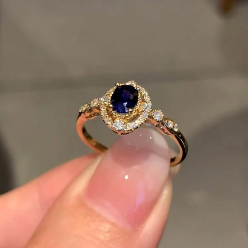 Vintage Blue Gemstone Rhinestone Rings