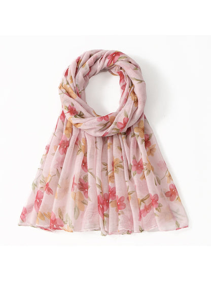 Scarvii - Floral Voile Print Scarf Shawl Beach Wrap