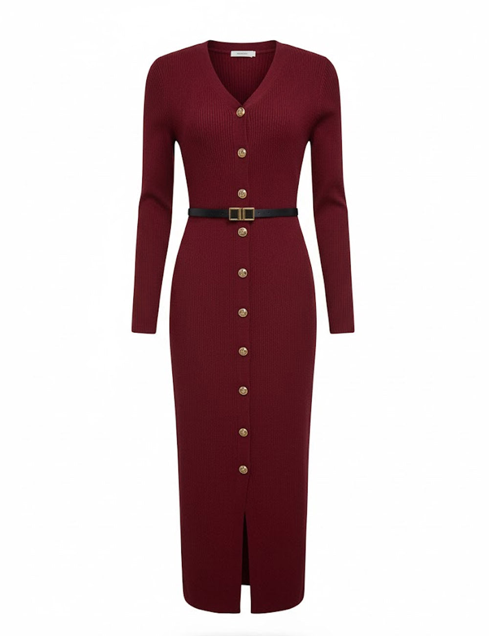 Fall V-Neck Long Sleeve Button Down Maxi Dress