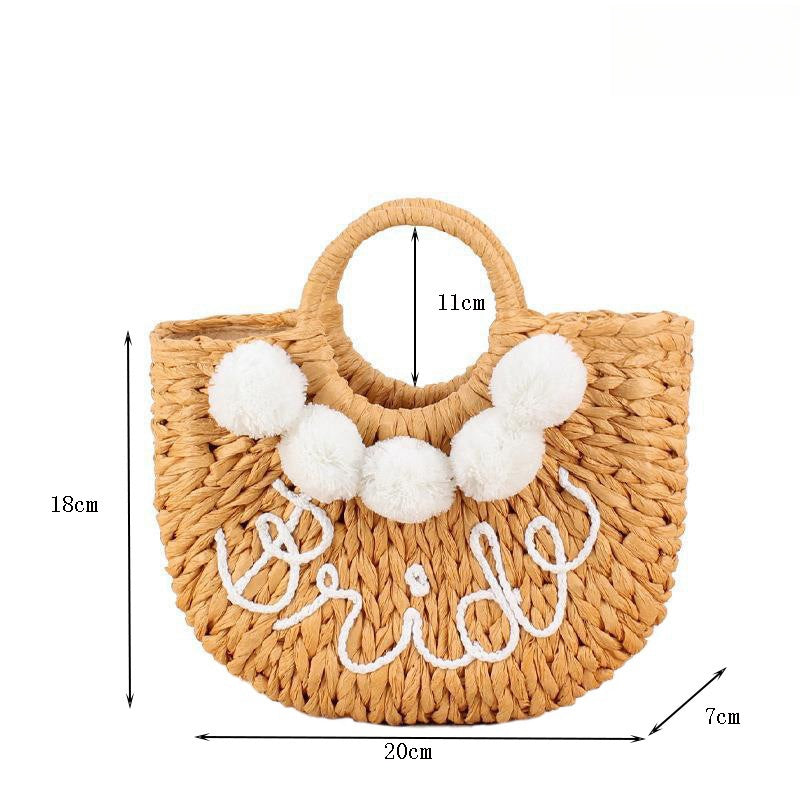 Crochet Market Bag Solid Color Letter Package