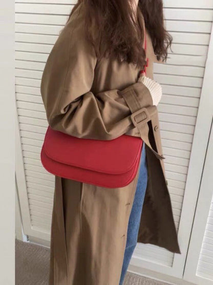 Urban PU Split-Joint Burgundy Shoulder Bag