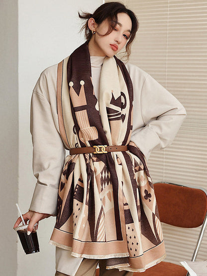 Winter Keep Warm Tasseled Imitated Cashmere Shawl&Scarf