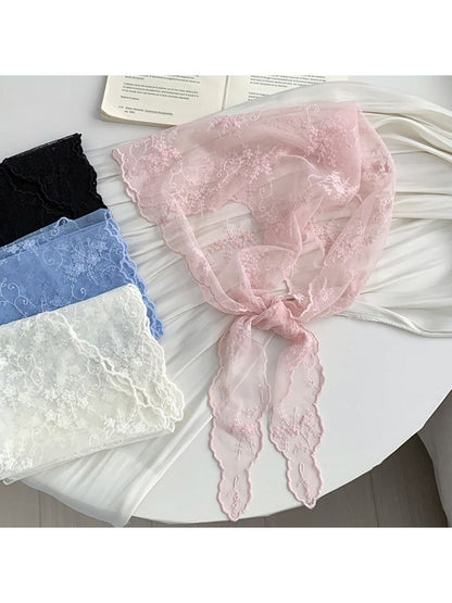 Scarvii - Sweet Lace Sheer Triangle Scarf - Feminine &amp; Delicate
