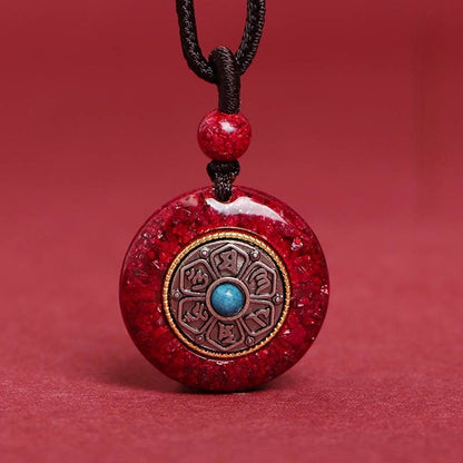 Vermilion Pendant Women'S Safety Buckle Six-Syllable Mantra Pendant Necklace