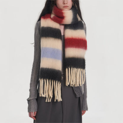 2+ Patchwork Striped Mohair Thick Scarves