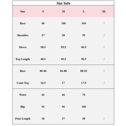 3 Pcs Knit Cami Shorts Lounge Pajamas Set