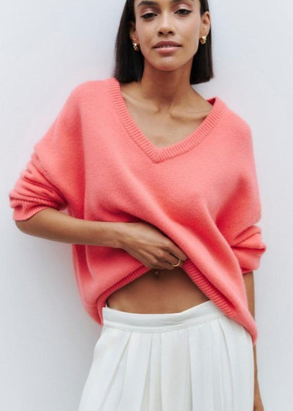 Loose Knit Sweater V Neck Soft Breathable Fabric