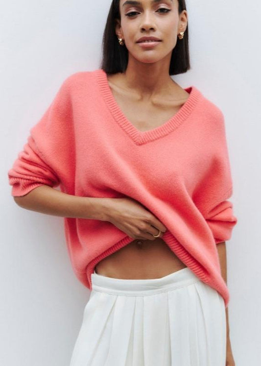 Loose Knit Sweater V Neck Soft Breathable Fabric
