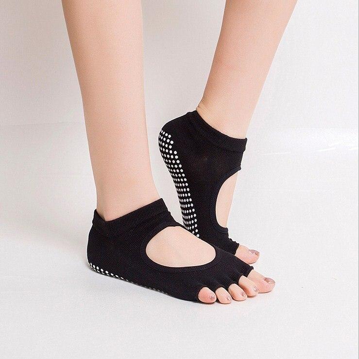 10 Colors Women Yoga Backless Five Toe Anti-Slip Ankle Grip Socks Dots Pilates Fitness Gym Socks Ladies Sports Socks