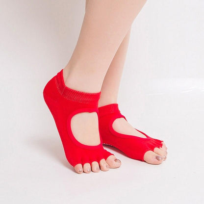 10 Colors Women Yoga Backless Five Toe Anti-Slip Ankle Grip Socks Dots Pilates Fitness Gym Socks Ladies Sports Socks