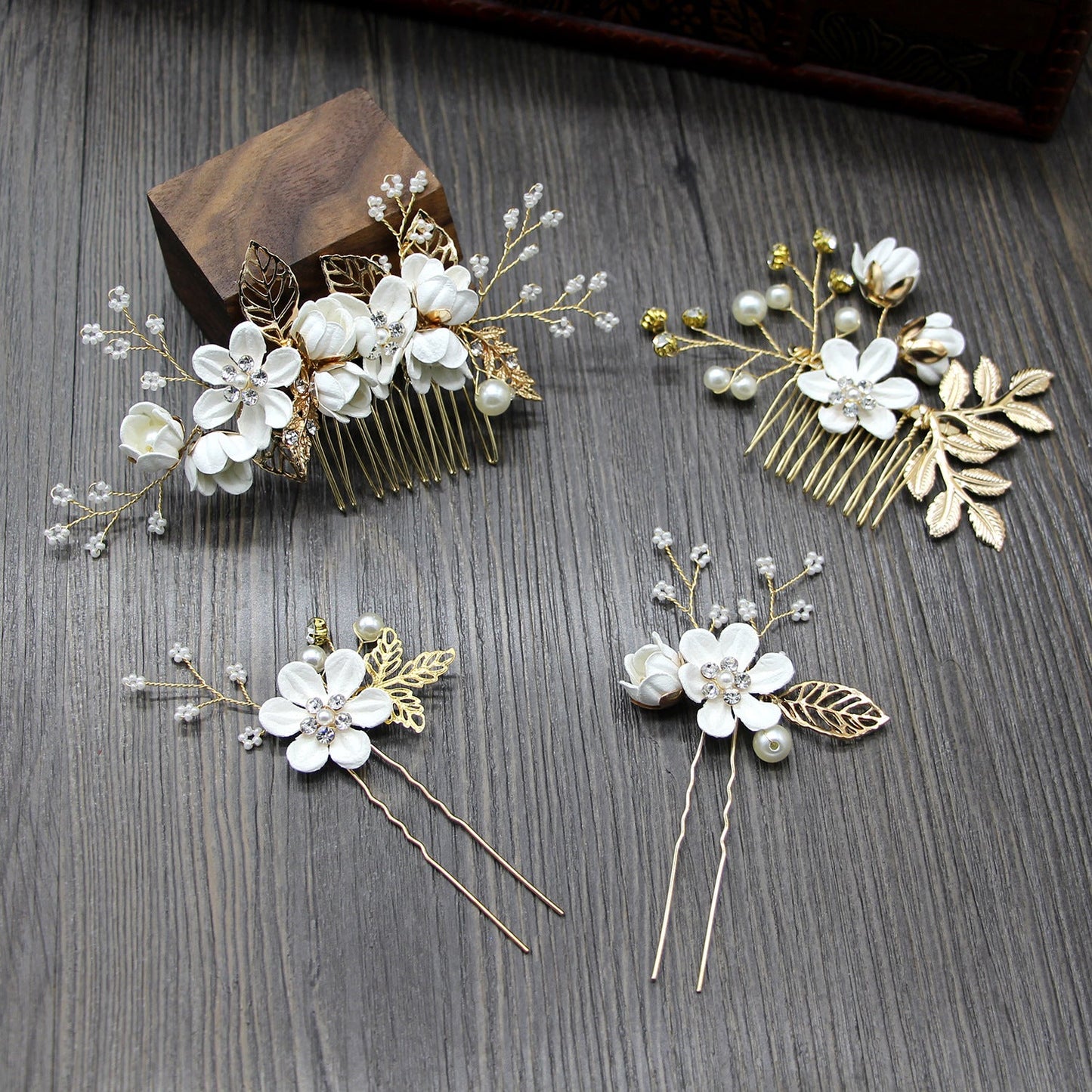 Bridal Floral Hair Accessories Forest Style Blue Flower Hairpin Wedding Hairpiece