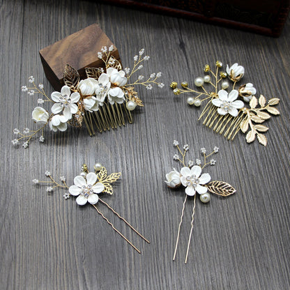 Bridal Floral Hair Accessories Forest Style Blue Flower Hairpin Wedding Hairpiece