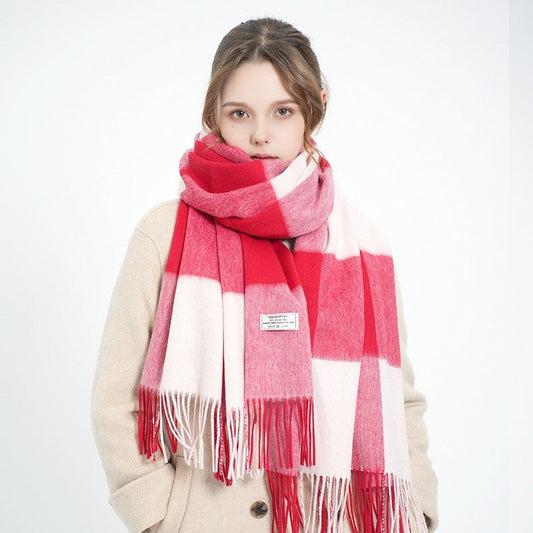 Fashion Plaid Fringe Shawl Scarf