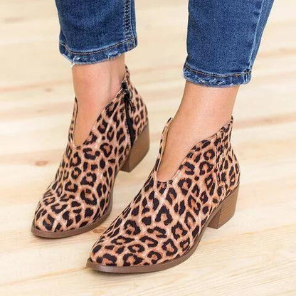 Nude Boots Deep V Sexy Short Boots Casual Comfortable Zipper Shoes Women'S Boots
