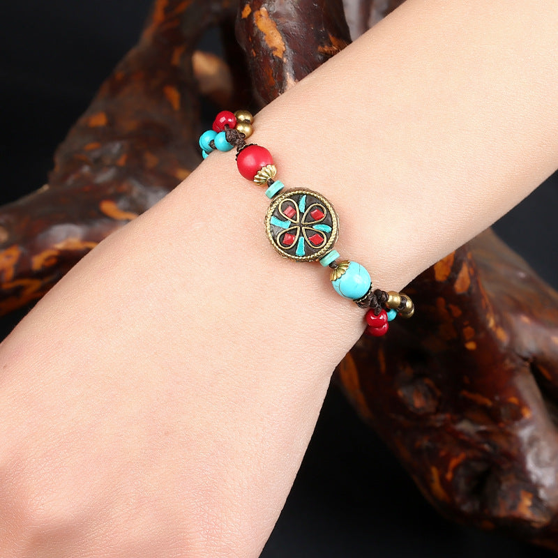 New Tibetan Ethnic Jewelry Hand-Woven Nepal Pearl Retro Bracelet