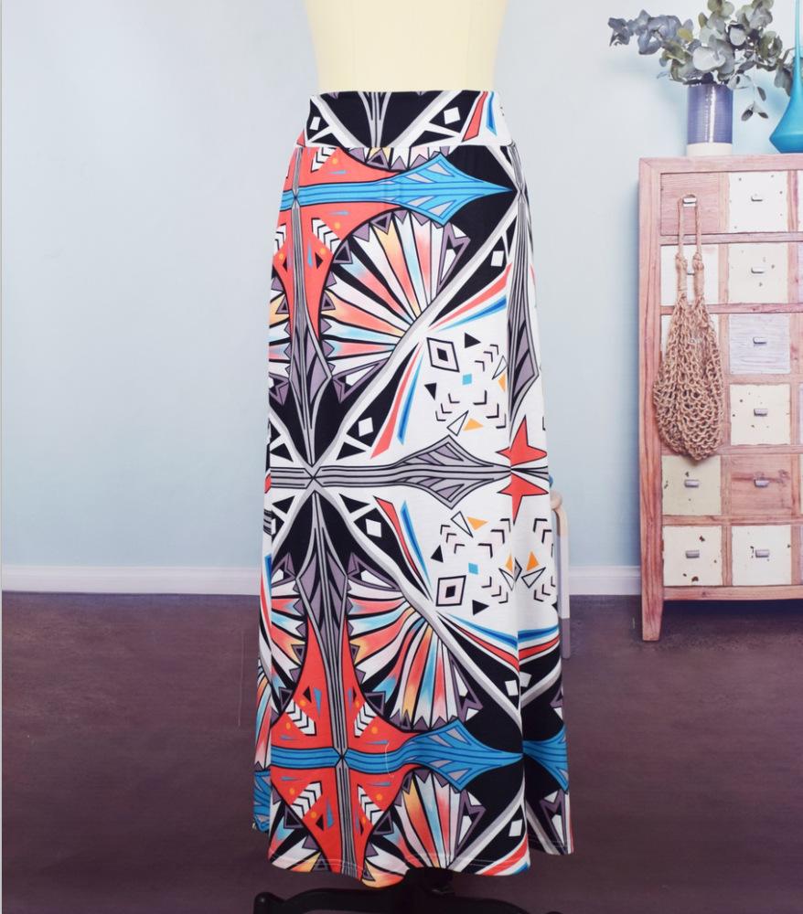 Summer New Exotic Print Skirt With Big Swing Skirt