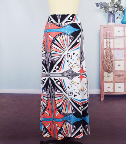 Summer New Exotic Print Skirt With Big Swing Skirt