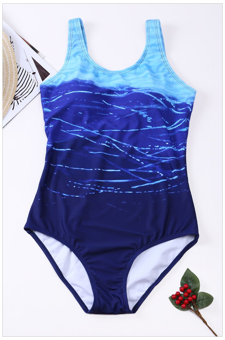 Women'S Gradient Solid Color Sexy Underwireless Bikini One-Piece Swimsuit
