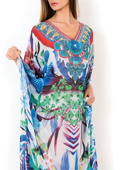 Printed Bohemia Loose Split-Side Beach Cover-Ups Swimwear