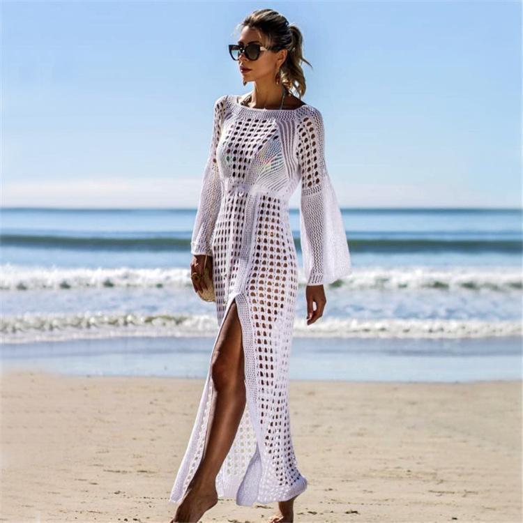 White Sexy Empire Hollow Beach Cover-Ups Dress