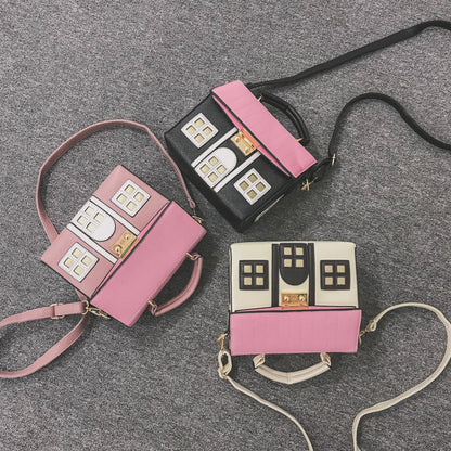 Color Block Creative Cute House Crossbody Bag