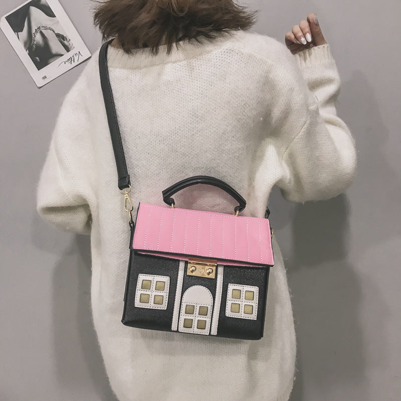 Color Block Creative Cute House Crossbody Bag