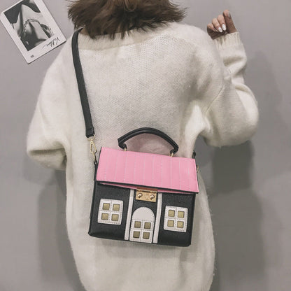 Color Block Creative Cute House Crossbody Bag