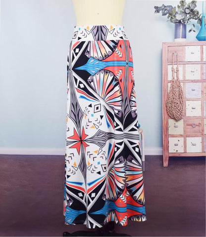 Summer New Exotic Print Skirt With Big Swing Skirt