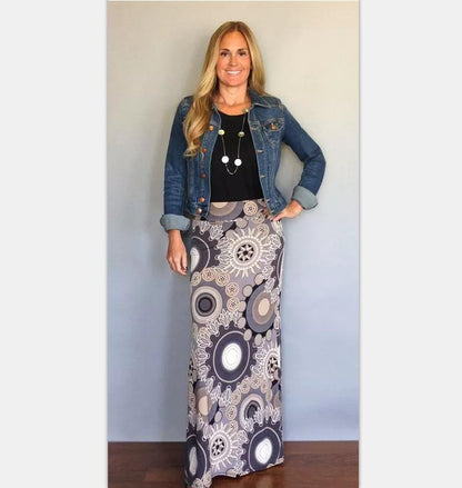 Summer New Exotic Print Skirt With Big Swing Skirt