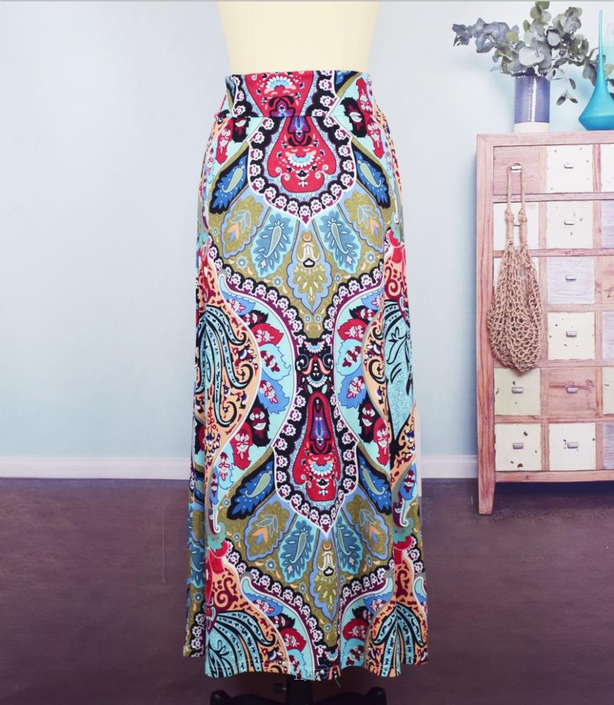 Summer New Exotic Print Skirt With Big Swing Skirt