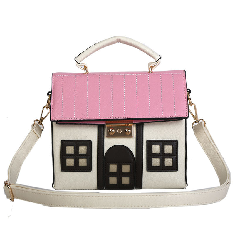 Color Block Creative Cute House Crossbody Bag